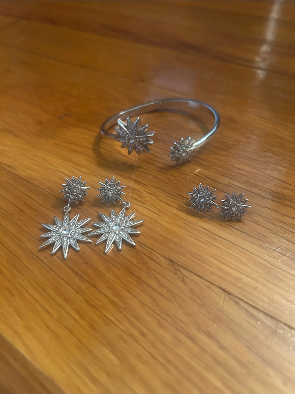 Brighton Silver Starburst Bracelet with Matching Starburst Earrings